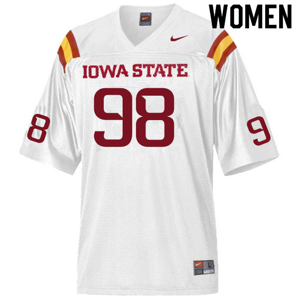 Women #98 Seth Greiner Iowa State Cyclones College Football Jerseys Sale-White - Click Image to Close